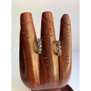 Marcasite 925 Signed Sterling 1/2 Hoop Pierced Earrings